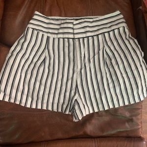Black and white striped shorts